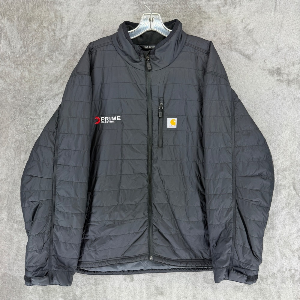 Carhartt Rain Defender Insulated Jacket Mens 3XL Black Relaxed Fit OJ2208-M Logo